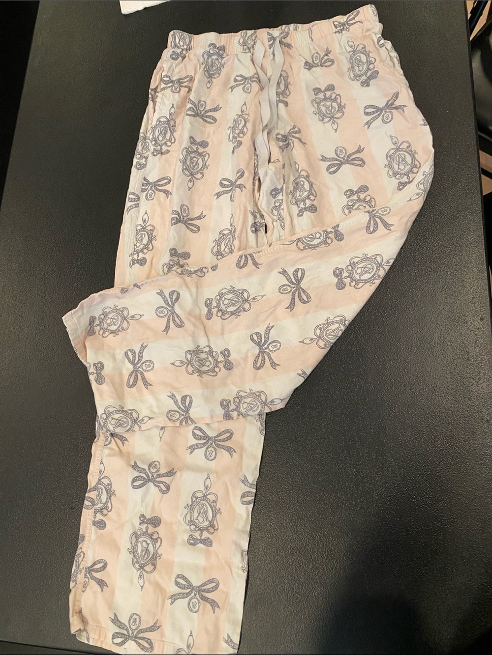 Victoria's Secret Pink and Gray Floral Stripe Pajama Pants